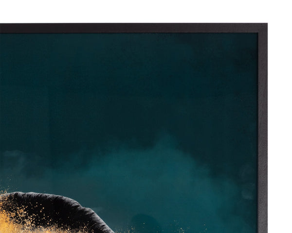 Sunpan MIND Over Matter - Luxe 40"x60" Black Framed Art with Gold Leaf & Teal Background for Modern Decor A0398