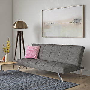 English Elm METAL Futon Sofa Bed Grey Fabric - Multifunctional Reclining Sofa, Space-Saving, 650LB Capacity W2297P284114