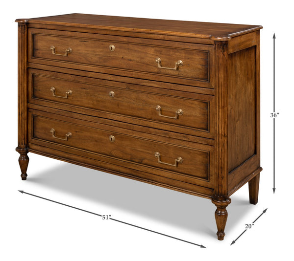 Sarreid Ciborium Chest Of Drawers - Solid Walnut With Elegant Fruitwood Finish And Faux Keyhole Detail Brown  26715-5