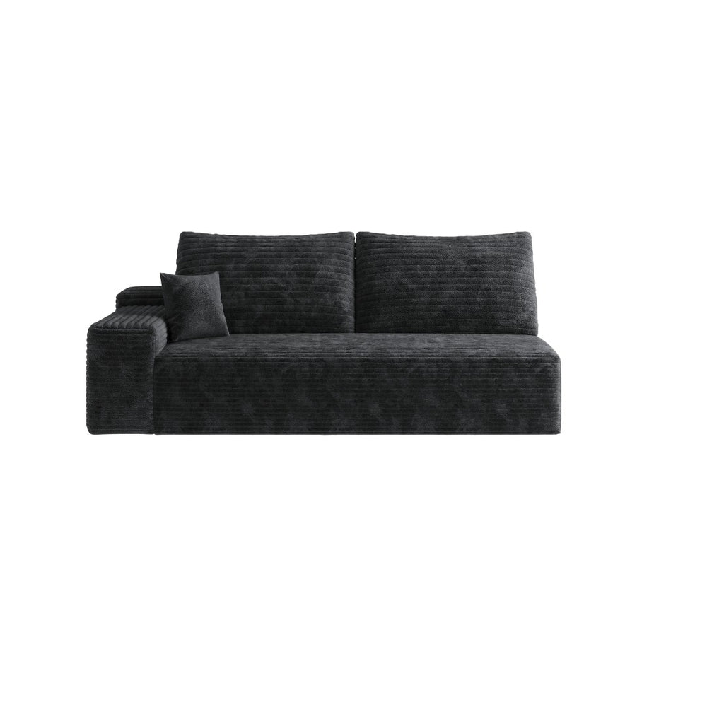 English Elm Y119-3Seat-Right-Black Sleek Modular Sectional Sofa In Plush Corduroy For Ultimate Comfort & Style W2824P237004-GIGA