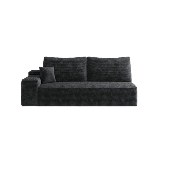 English Elm Y119-3Seat-Right-Black Sleek Modular Sectional Sofa In Plush Corduroy For Ultimate Comfort & Style W2824P237004-GIGA