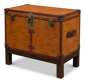 Sarreid Abilene Leather Box With Stand - Elegant Tan Handstain Finish, Perfect For Storage & Decor Tan  26734