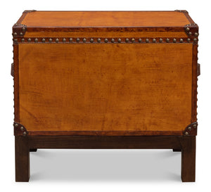 Sarreid Abilene Leather Box With Stand - Elegant Tan Handstain Finish, Perfect For Storage & Decor Tan  26734