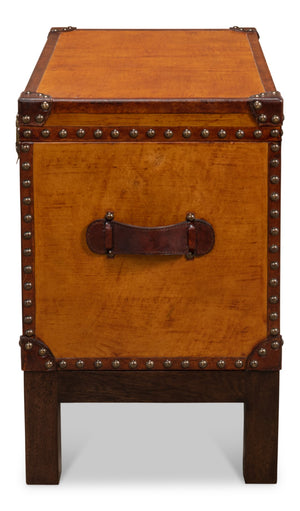 Sarreid Abilene Leather Box With Stand - Elegant Tan Handstain Finish, Perfect For Storage & Decor Tan  26734