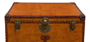 Sarreid Abilene Leather Box With Stand - Elegant Tan Handstain Finish, Perfect For Storage & Decor Tan  26734