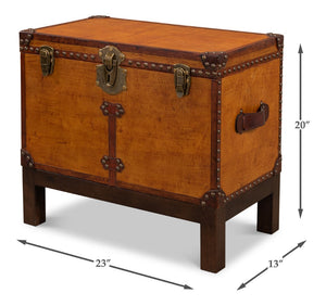 Sarreid Abilene Leather Box With Stand - Elegant Tan Handstain Finish, Perfect For Storage & Decor Tan  26734