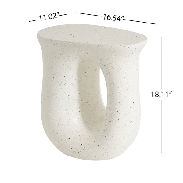 English Elm Outdoor Mgo Side Table Travertine Terrazzo White Finish for Patio Lounge Seating N768P410930W