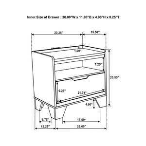English Elm 2-drawer Italian Modern Nightstand Two-tone Wood Melamine Finish Bedroom Storage B016P453635