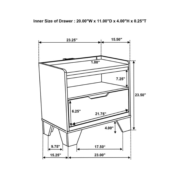 English Elm 2-drawer Italian Modern Nightstand Two-tone Wood Melamine Finish Bedroom Storage B016P453635