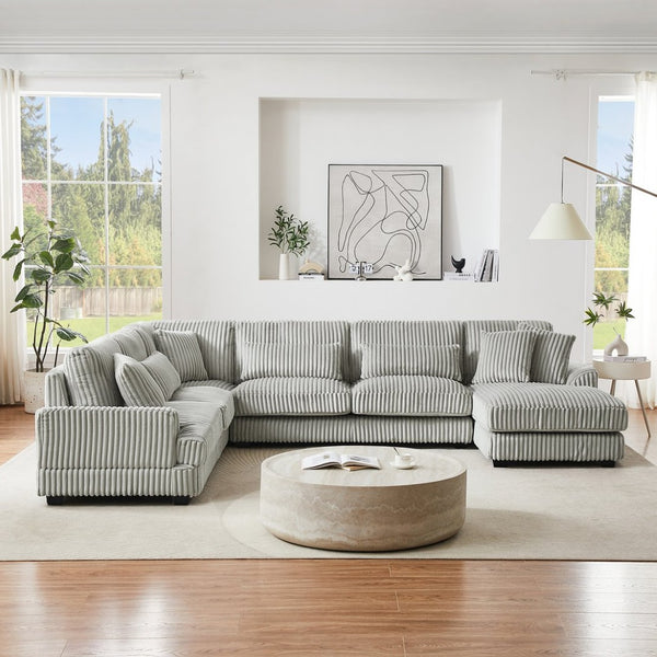 English Elm 101.2" Modular Chenille Sectional Sofa with Tufted Cushions and Deep Seating for Living Room N719S001691E