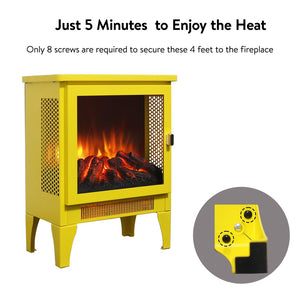 English Elm 18 Inch Electric Stove Heater Cast Iron Style 3d Led Flame Panoramic Mesh View W1769P394301