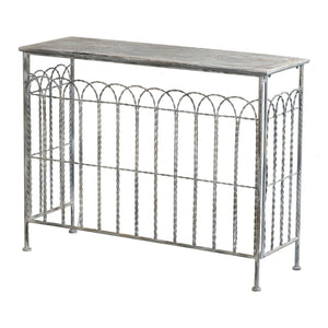 English Elm 40x14x31" Iron Entryway Console Table Twisted Bars Arched Panel Weathered Silver Finish W2078P453139