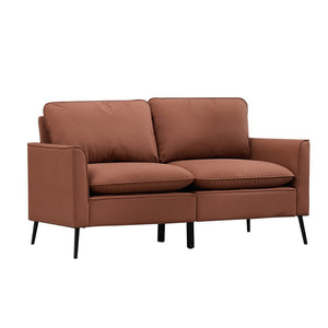 English Elm Ts Cat Paw Faux Leather Accent Chair Nordic Retro Loveseat with Lumbar Support Brown W2311S00012