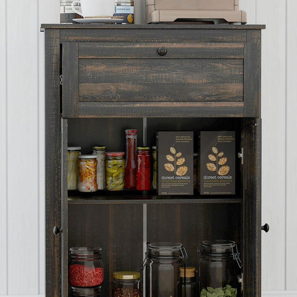 English Elm HOMCOM Rustic Farmhouse Sideboard Buffet Cabinet with Barn Doors, Drawer & Adjustable Shelves for Entryway Brown W2225P229128