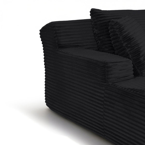 English Elm 66-inch Corduroy Sleeper Lounge Chair Oversized Foam Sofa Bed for Living Room Studio Black W5527P461213