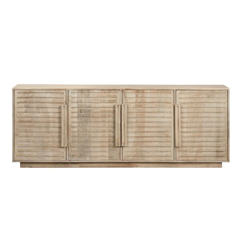 Crestview Collection 4-door Solid Mango Wood Media Sideboard With Grooved Paneling, Ample Storage, And Elegant Design Brown Solid Wood Cvfnr4825