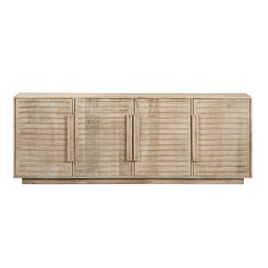 Crestview Collection 4-door Solid Mango Wood Media Sideboard With Grooved Paneling, Ample Storage, And Elegant Design Brown Solid Wood Cvfnr4825