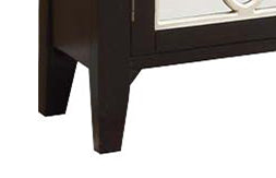 English Elm Kacia Antique Black Console Cabinet with Gold Ornamental Mirror Front, 4-Door Storage, Solid Wood Legs B2726P277145