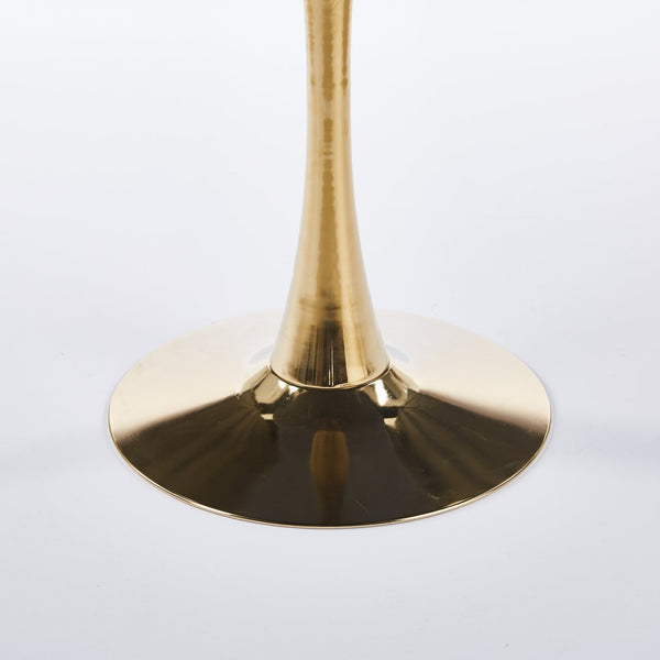 English Elm Square Mid-Century Dining Table 31.5" – Gold & Matte Black Tulip Pedestal, MDF Top, Compact Chic W3766P370534