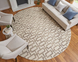 Feizy Rugs Lorrain Wool Hand Tufted Bohemian & Eclectic Rug Ivory/Taupe 10' x 10' Round