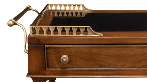 Sarreid Capital Serving Cart - Elegant Fruitwood Finish With Solid Walnut, Black Granite Top & Brass Accents Brown  26792