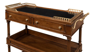 Sarreid Capital Serving Cart - Elegant Fruitwood Finish With Solid Walnut, Black Granite Top & Brass Accents Brown  26792