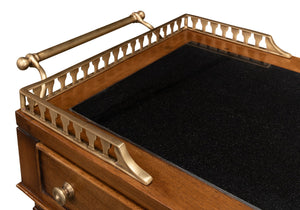 Sarreid Capital Serving Cart - Elegant Fruitwood Finish With Solid Walnut, Black Granite Top & Brass Accents Brown  26792