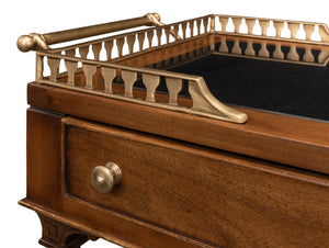 Sarreid Capital Serving Cart - Elegant Fruitwood Finish With Solid Walnut, Black Granite Top & Brass Accents Brown  26792