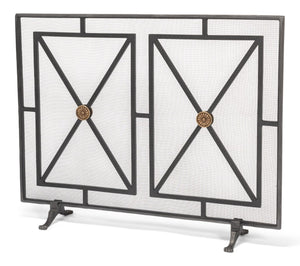 Sarreid Paneled Firescreen - Elegant Dark Grey Iron Finish For Ultimate Fireplace Protection And Style Grey  26796