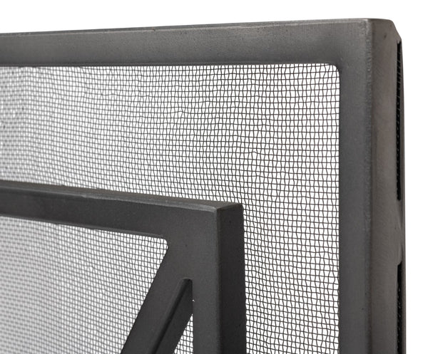 Sarreid Paneled Firescreen - Elegant Dark Grey Iron Finish For Ultimate Fireplace Protection And Style Grey  26796