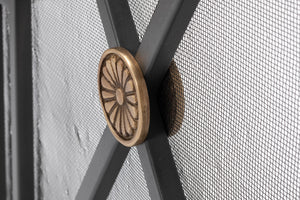 Sarreid Paneled Firescreen - Elegant Dark Grey Iron Finish For Ultimate Fireplace Protection And Style Grey  26796