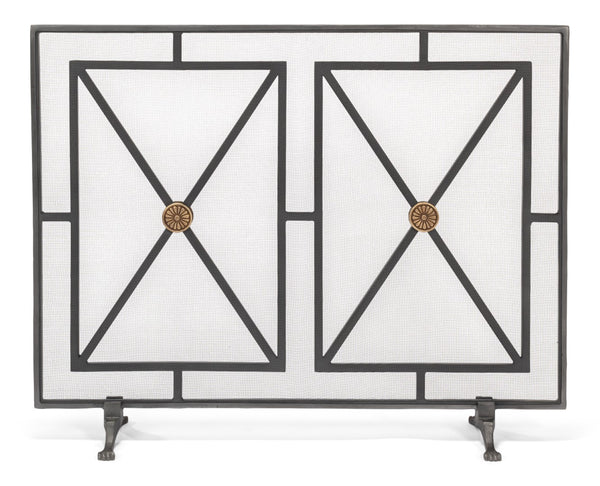 Sarreid Paneled Firescreen - Elegant Dark Grey Iron Finish For Ultimate Fireplace Protection And Style Grey  26796