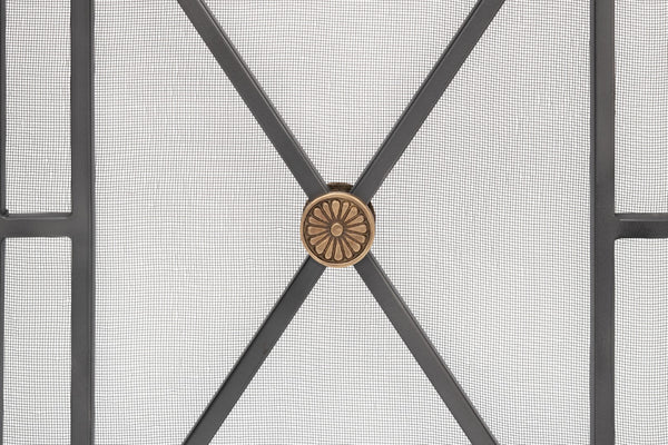 Sarreid Paneled Firescreen - Elegant Dark Grey Iron Finish For Ultimate Fireplace Protection And Style Grey  26796