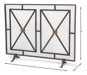 Sarreid Paneled Firescreen - Elegant Dark Grey Iron Finish For Ultimate Fireplace Protection And Style Grey  26796