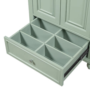 English Elm 24'' French Style Bathroom Vanity with Ceramic Sink Soft Close Cabinet and Drawer Green N710P411227F