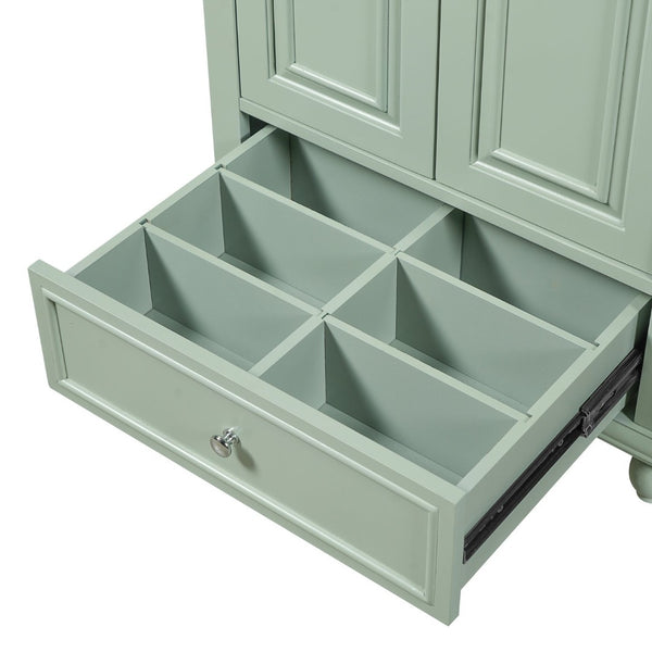 English Elm 24'' French Style Bathroom Vanity with Ceramic Sink Soft Close Cabinet and Drawer Green N710P411227F