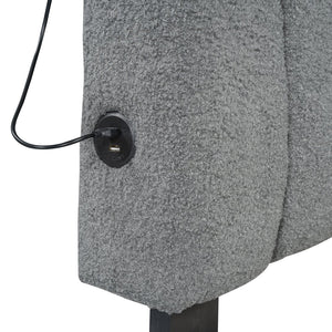 English Elm Teddy Twin Upholstered Platform Bed with Trundle, LED Smart Lighting, Plush Fleece, Sturdy Design Gray SF000055AAE