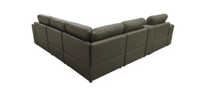 English Elm Premium Leather Match Sectional with Dual Recliners Cup Holders and Storage Console Olive Green B2748S00144