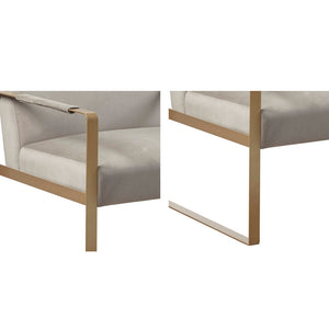 JLA Home Martha Stewart - Accent Martha Stewart Perry Street Accent Chair with Plush Upholstery & Antique Gold Metal Legs, Versatile Modern Statement Piece MT100-0177