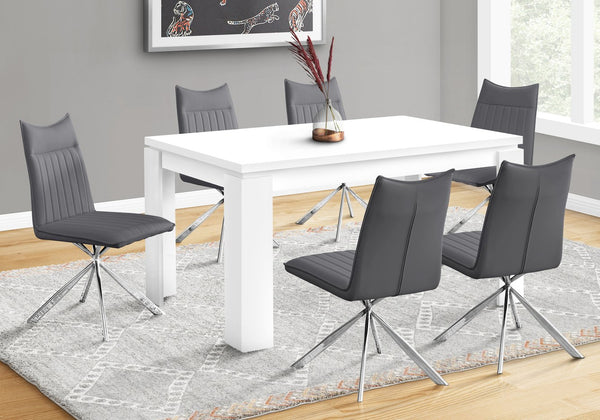English Elm Dining 60" Rectangular White Laminate Dining Table for 6 — Thick Panel MDF, Block Legs, Modern Chic B2710P286985