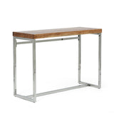 Christopher Knight Home® - Noble House - Berea Rustic Glam Handmade Acacia Wood Console Desk, Natural and Silver