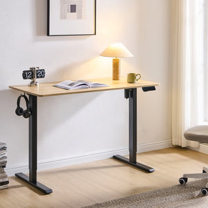 English Elm Electric Standing Desk Mahogany Steel Frame Sit Stand Home Office Workstation Amber+Graphite,Natural Wood W1769P415271