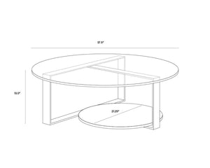 Sunpan MALDINI Contemporary Round Coffee Table with Grey Glass Top & White Marble Base for Modern Living Spaces 108048