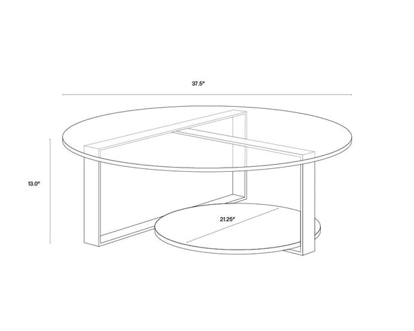 Sunpan MALDINI Contemporary Round Coffee Table with Grey Glass Top & White Marble Base for Modern Living Spaces 108048