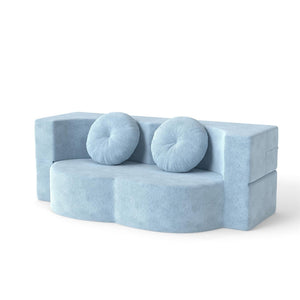 English Elm Folding Foam Futon Sofa Sleeper Twin Size Floor Lounger for Guest or Studio Use Light Blue W2353P388489