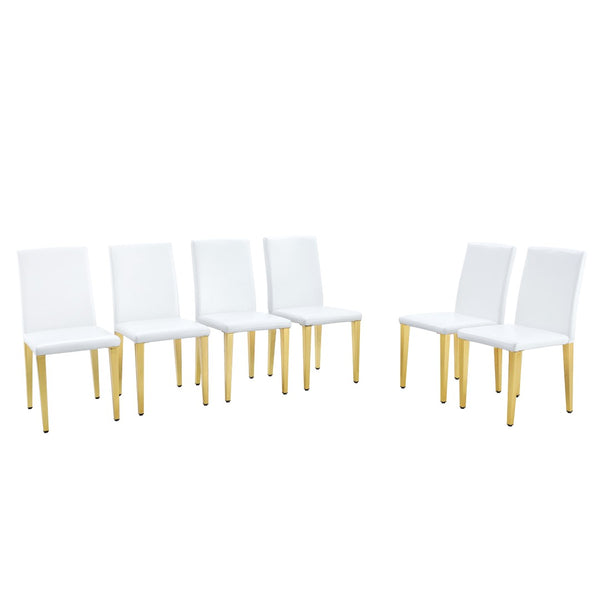 English Elm Set Of 4 Elegant White Pu Leather Chairs With Gold Legs – Chic, Durable, And Perfect For Modern Spaces! W3226P279073-GIGA