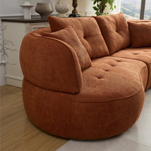 English Elm Wks7c Curved Modular Sofa Solid Wood Frame Fabric Upholstery Seats 4 Living Room Orange W2085S00060