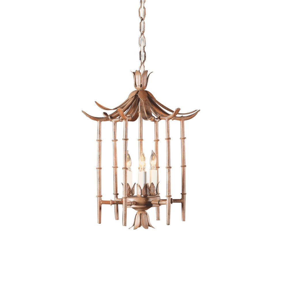Wildwood Iron Bamboo Lantern Pendant With Patinated Art Glaze Finish — Hand-Finished Wrought Iron, 3-Light Ambience 268