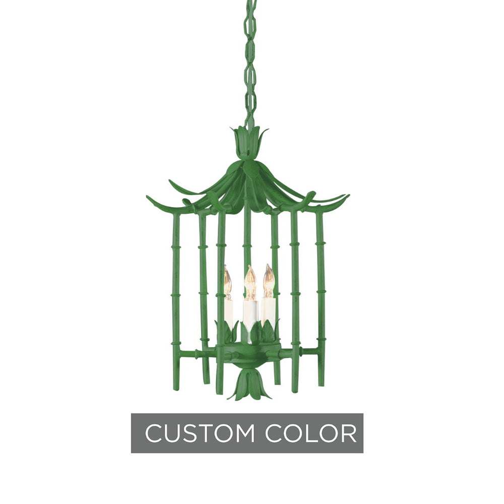 Wildwood Iron Bamboo Lantern Pendant With Patinated Art Glaze Finish — Hand-Finished Wrought Iron, 3-Light Ambience 268