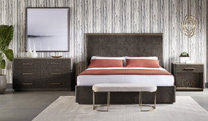 Sunpan Altman Retro-Inspired Nightstand with Faux Leather Frame & Soft-Close Drawers for Stylish Storage